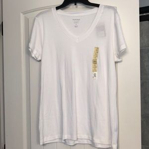 Sonoma Top Women's Size XL White‎ Short Sleeves V-Neck Shirt NWT